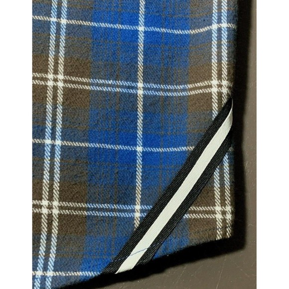 Cavi Mens Flannel Plaid Overshirt Size M Roll Tab Blue Brown Pockets Windowpane - Picture 5 of 12